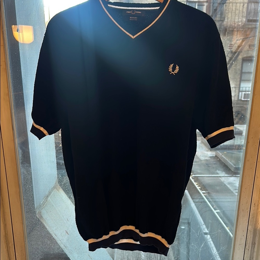 Fred Perry Black V-Neck Men's Shirt